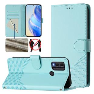 For Nokia C22 Honeycomb Embossing RFID Leather Phone Case(Mint Green)