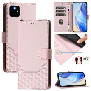 For Google Pixel 5a 5G Honeycomb Embossing RFID Leather Phone Case(Pink)