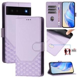 For Google Pixel 6 Honeycomb Embossing RFID Leather Phone Case(Light Purple)