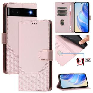 For Google Pixel 6a Honeycomb Embossing RFID Leather Phone Case(Pink)