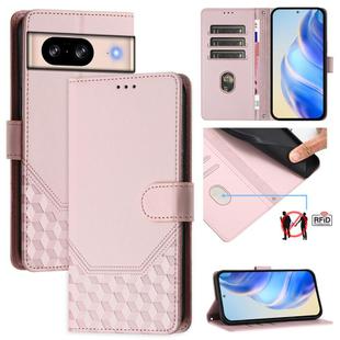 For Google Pixel 8 Honeycomb Embossing RFID Leather Phone Case(Pink)