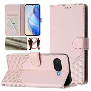 For Google Pixel 9a Honeycomb Embossing RFID Leather Phone Case(Pink)