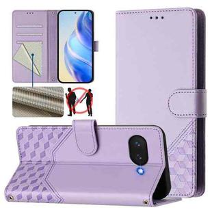 For Google Pixel 9a Honeycomb Embossing RFID Leather Phone Case(Light Purple)