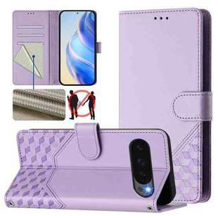 For Google Pixel 10 Pro XL 5G Global Honeycomb Embossing RFID Leather Phone Case(Light Purple)