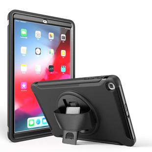 For Samsung Galaxy Tab A 10.1 (2019) T510 / T515 360 Degree Rotation PC+TPU Protective Cover with Holder & Hand Strap(Black)