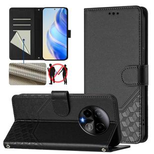 For BLU Bold K50 Honeycomb Embossing RFID Leather Phone Case(Black)