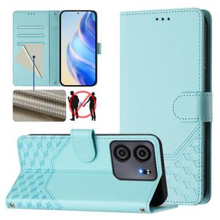 For BLU View 5 Honeycomb Embossing RFID Leather Phone Case(Mint Green)