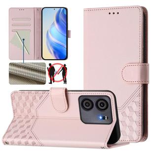 For BLU View 5 Honeycomb Embossing RFID Leather Phone Case(Pink)