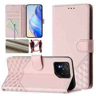 For Asus ROG Phone 9 / 9 Pro Honeycomb Embossing RFID Leather Phone Case(Pink)