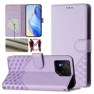 For Asus ROG Phone 9 / 9 Pro Honeycomb Embossing RFID Leather Phone Case(Light Purple)