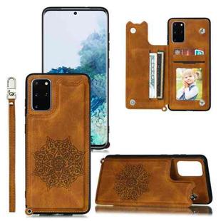 For Samsung Galaxy S20 Plus Mandala Embossed PU + TPU Case with Holder & Card Slots & Photo Frame & Strap(Brown)