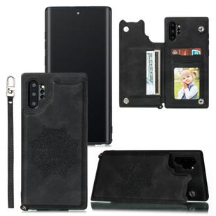 For Samsung Galaxy Note 10 Plus Mandala Embossed PU + TPU Case with Holder & Card Slots & Photo Frame & Strap(Black)