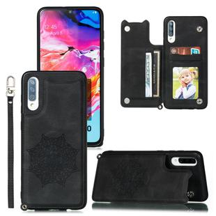For Samsung Galaxy A70 Mandala Embossed PU + TPU Case with Holder & Card Slots & Photo Frame & Strap(Black)