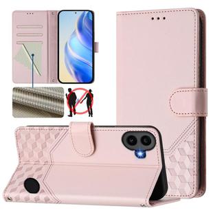 For Nothing Phone 1 Honeycomb Embossing RFID Leather Phone Case(Pink)