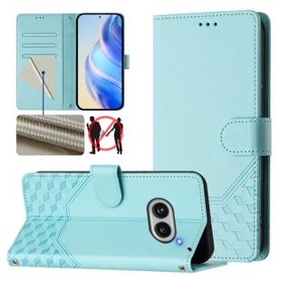 For Nothing Phone 2a Honeycomb Embossing RFID Leather Phone Case(Mint Green)