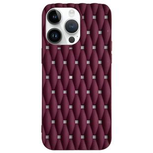 For iPhone 15 Pro Max Weave Cooling Solid Color TPU Phone Case(Wine Red)