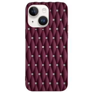 For iPhone 15 Plus Weave Cooling Solid Color TPU Phone Case(Wine Red)