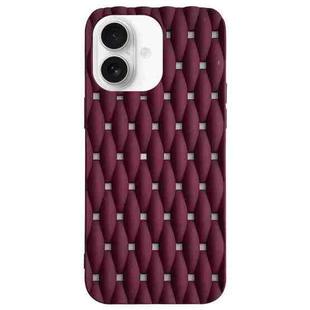 For iPhone 16 Plus Weave Cooling Solid Color TPU Phone Case(Wine Red)