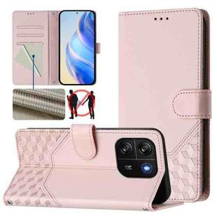 For Blackview Wave 6C Honeycomb Embossing RFID Leather Phone Case(Pink)