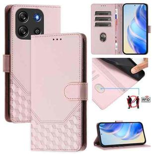 For Blackview Oscal Flat 1C Honeycomb Embossing RFID Leather Phone Case(Pink)