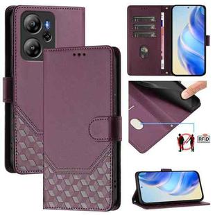 For Blackview Oscal Tiger 13 Honeycomb Embossing RFID Leather Phone Case(Violet)