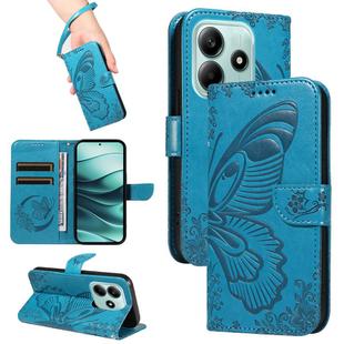 For Redmi Note 14 5G Swallowtail Butterfly Embossed Leather Phone Case(Blue)