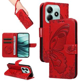 For Redmi Note 14 5G Swallowtail Butterfly Embossed Leather Phone Case(Red)