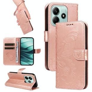 For Redmi Note 14 5G Swallowtail Butterfly Embossed Leather Phone Case(Rose Gold)