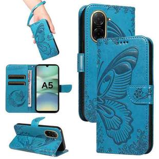 For Redmi A5 4G 173.3mm Swallowtail Butterfly Embossed Leather Phone Case(Blue)