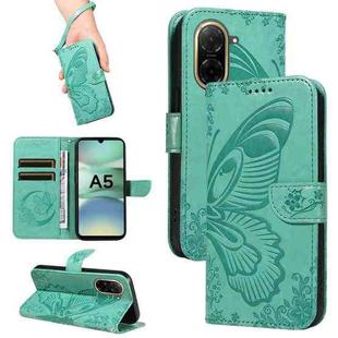 For Redmi A5 4G 173.3mm Swallowtail Butterfly Embossed Leather Phone Case(Green)