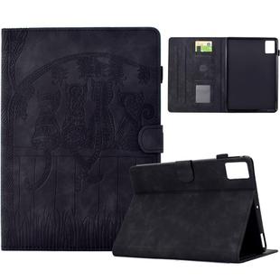 For Lenovo Tab M11 / Xiaoxin Pad 2024 Cats Embossed Leather Smart Tablet Case(Black)