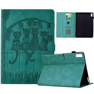 For Lenovo Tab M9 TB-310FU Cats Embossed Leather Smart Tablet Case(Light Blue)