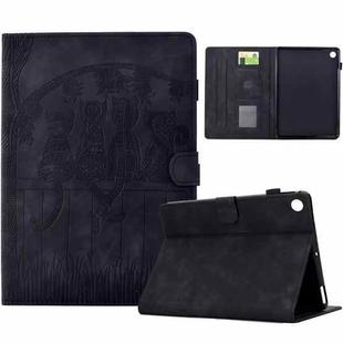 For Lenovo Tab M10 Gen 3rd Cats Embossed Leather Smart Tablet Case(Black)