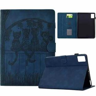 For Lenovo Xiaoxin Pad 11 2025 Cats Embossed Leather Smart Tablet Case(Dark Blue)