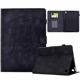 For Amazon Kindle Fire HD8 Plus 2022 Cats Embossed Leather Smart Tablet Case(Black)