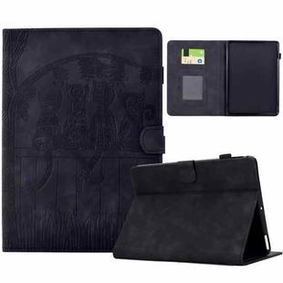 For Amazon Kindle Paperwhite 4 / 3 / 2 / 1 Cats Embossed Leather Smart Tablet Case(Black)