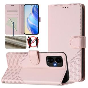 For Boost Mobile Celero 5G 2024 Honeycomb Embossing RFID Leather Phone Case(Pink)