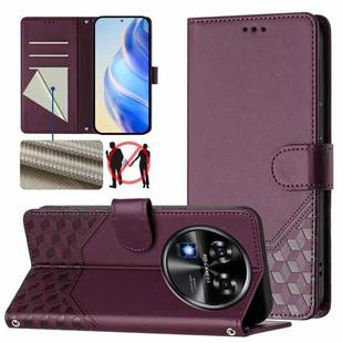 For Oukitel C37 Honeycomb Embossing RFID Leather Phone Case(Violet)