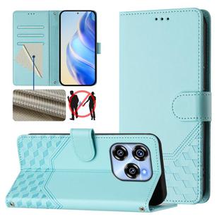 For Oukitel C50 Honeycomb Embossing RFID Leather Phone Case(Mint Green)