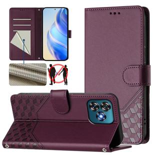 For Oukitel C53 Honeycomb Embossing RFID Leather Phone Case(Violet)