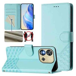 For Oukitel C57s Honeycomb Embossing RFID Leather Phone Case(Mint Green)