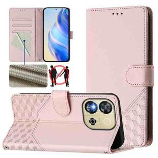 For Oukitel C57s Honeycomb Embossing RFID Leather Phone Case(Pink)