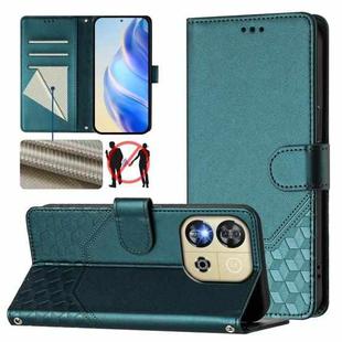 For Oukitel C57s Honeycomb Embossing RFID Leather Phone Case(Peacock Green)