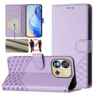 For Oukitel C57s Honeycomb Embossing RFID Leather Phone Case(Light Purple)