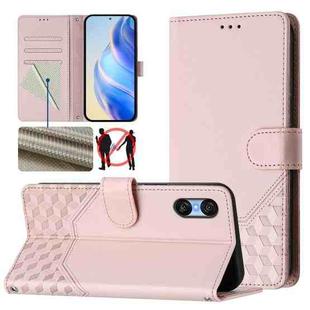 For Sony Xperia 10 VI 2024 Honeycomb Embossing RFID Leather Phone Case(Pink)