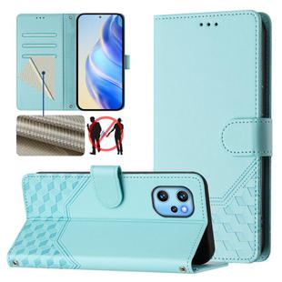 For Umidigi Power 7 Max Honeycomb Embossing RFID Leather Phone Case(Mint Green)