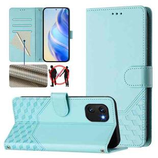 For Umidigi Power 7 / 7S Honeycomb Embossing RFID Leather Phone Case(Mint Green)