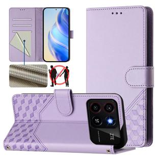 For ZTE Blade A35 / A55 Honeycomb Embossing RFID Leather Phone Case(Light Purple)