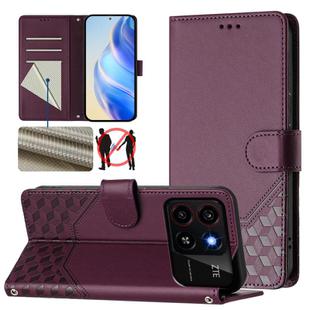 For ZTE Blade A35 / A55 Honeycomb Embossing RFID Leather Phone Case(Violet)