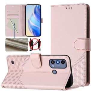 For ZTE Blade A53 / A53+ Honeycomb Embossing RFID Leather Phone Case(Pink)